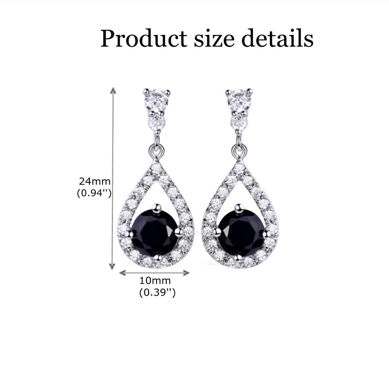 GULICX Silver Plated Base Vintage Black Round Crystal Cubic Zirconia Dangle Drop Earrings Party Jewelry - Image 2